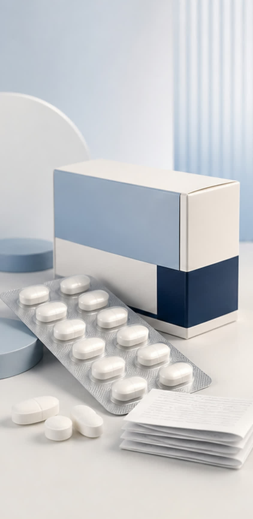 Generic blister pack and packaging representing finished dosage forms